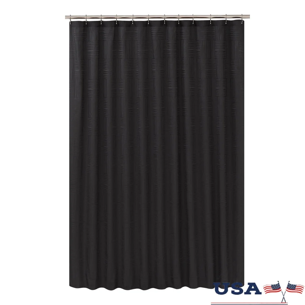 

Текстурированная черная мозаичная занавеска для душа 72x72, ткань, которую можно стирать в машине, усиленные пуговицы, покрытие для конфиденциальности в ванной комнате, в комплект входит один