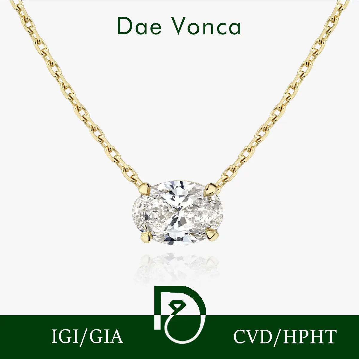 

14K Yellow Gold Oval Cut Diamond Necklace IGI Lab Grown Diamond Genuine Diamond Jewelry Charm Solitaire Diamond Pendant