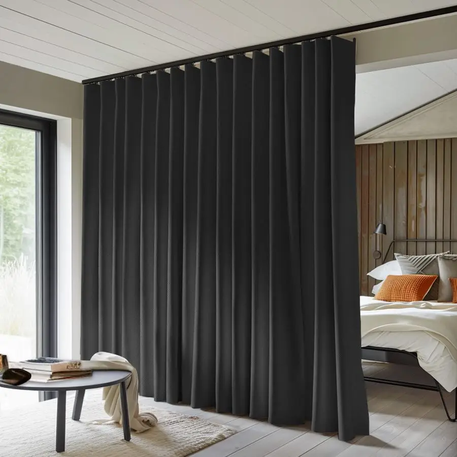 

Divider Curtains Total Blackout Privacy Curtain Panel Room Thermal Insulated Noise Reduction Curtains for Bedroom Window Living