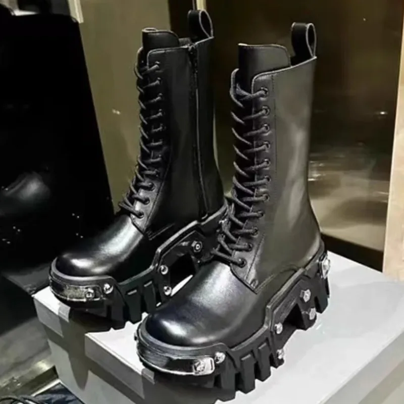 Retro-Punk-Tooling-Lokomotivstiefel 2026 Neue Dark-Rock-Plattform-Paarstiefel Komfortable Erhöhte Outdoor-Trend-Unisex-Schuhe