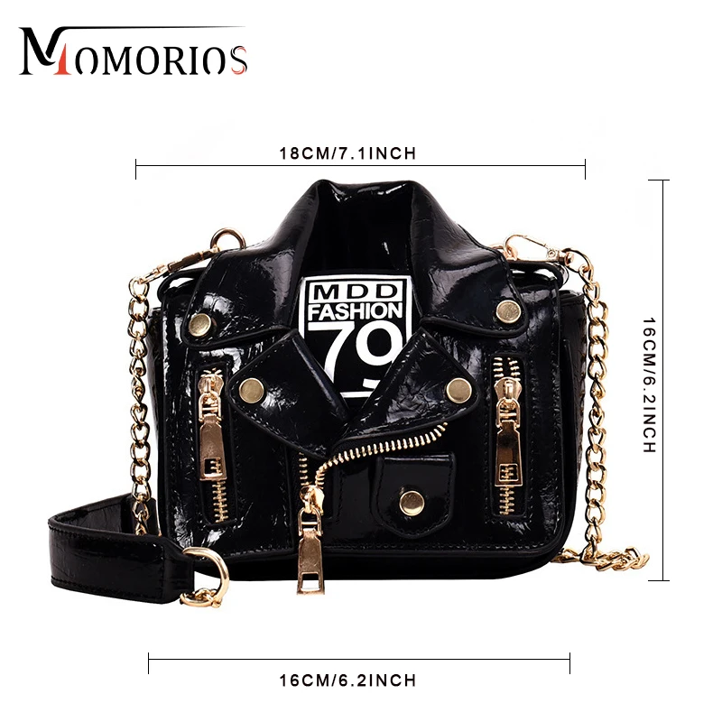 Luxury Designer PU Leather Rivet Zipper Mini Jacket Bag Fashion Crossbody Lady Bags Personality Purses & Handbags for Women