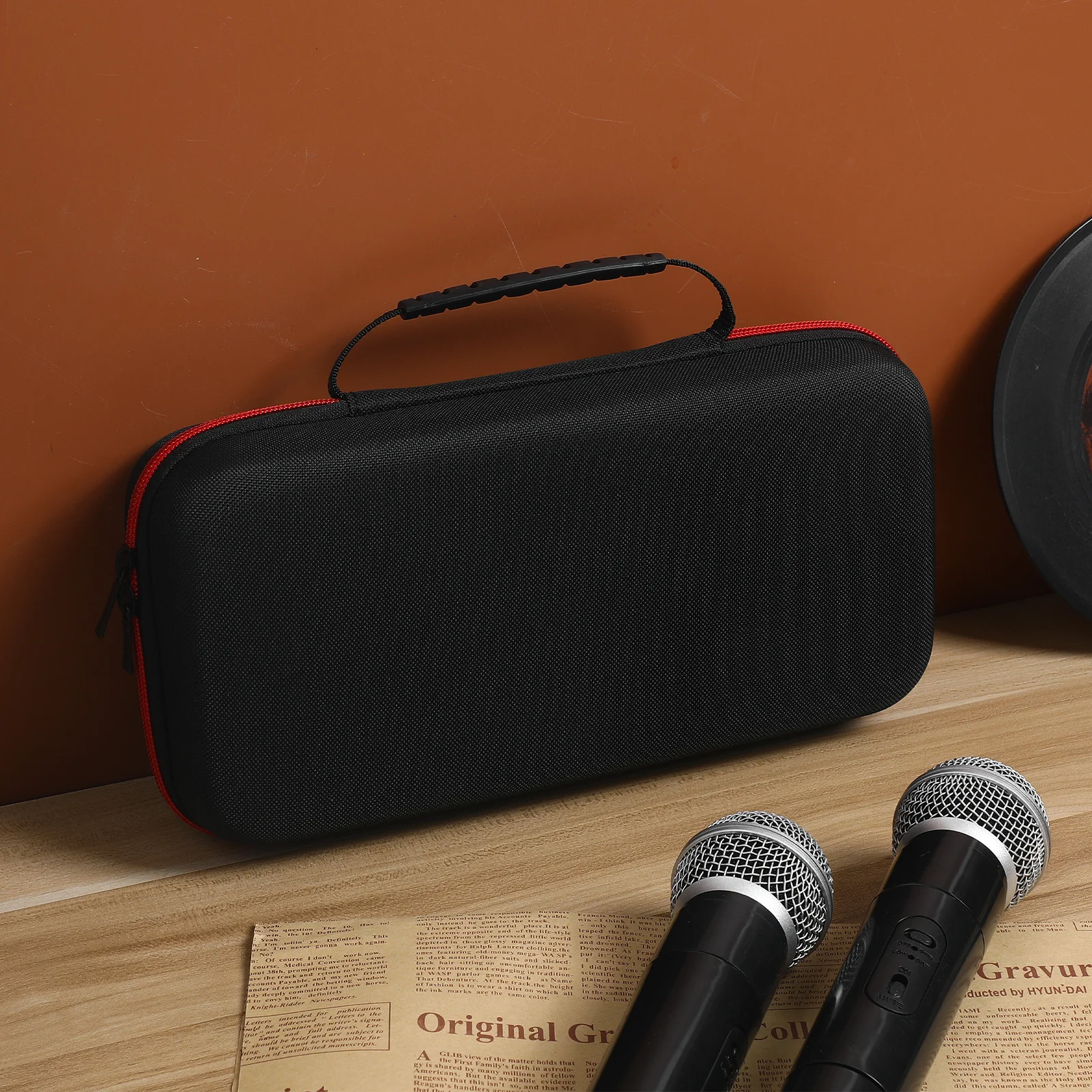

Microphone Case Dual Mic Holder Portable Protective Zipper Storage Bag Lightweight Travel Carrier Microphone Case