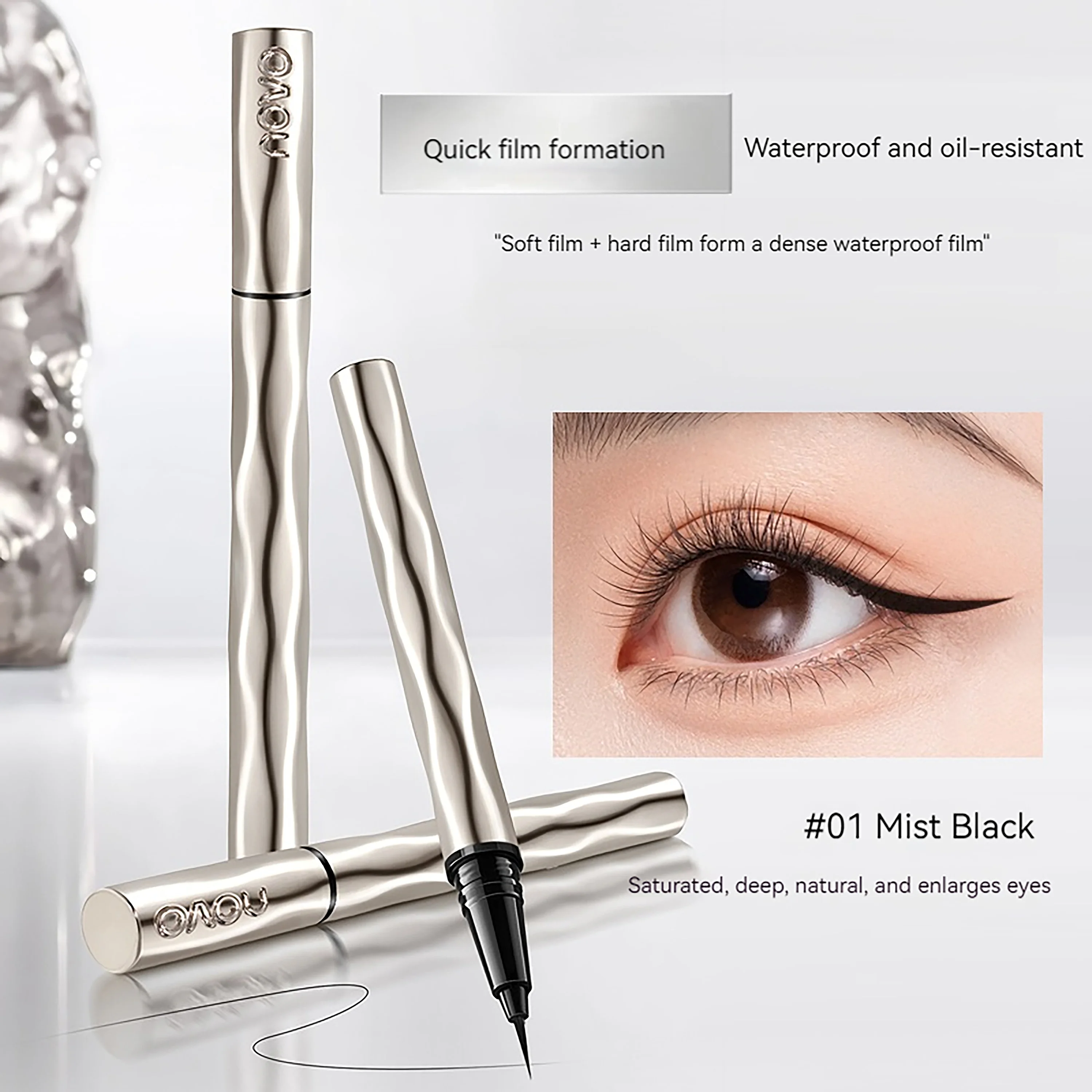 NOVO Penna eyeliner a lunga durata impermeabile e resistente al sudore La formula ad asciugatura rapida modella una pellicola protettiva Resiste alla sbavatura