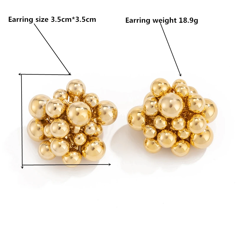 Fashion metal geometric beaded earrings for women, exaggerated hot-selling bead earrings, versatile 2024