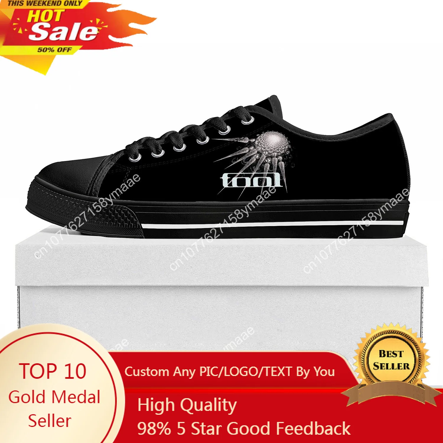 Tool Rock Band Low Top Sneakers Womens Mens Teenager High Quality Sneaker Canvas Casual Custom Made Shoes Customize Shoe Black