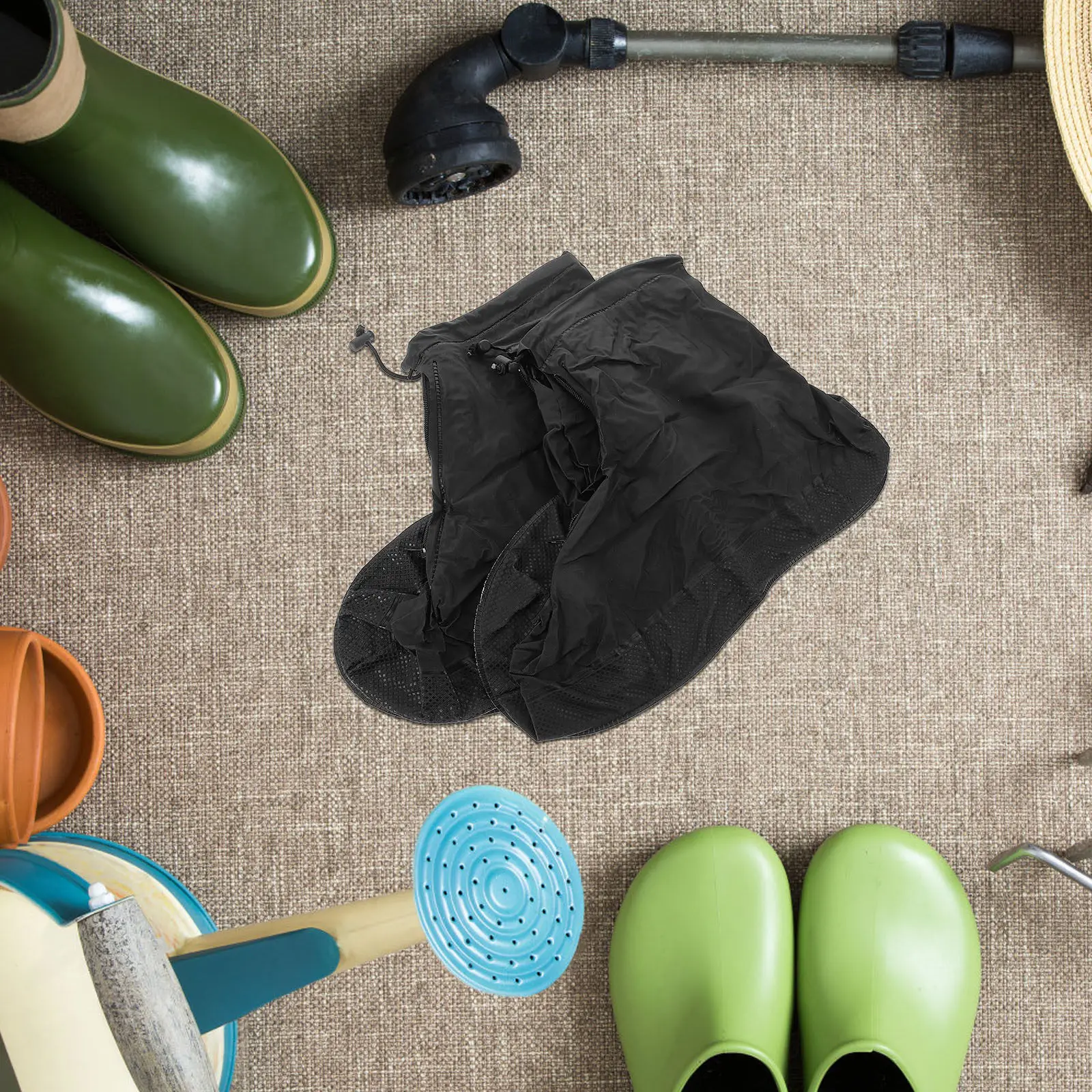 

1 пара водонепроницаемых чехлов для обуви от дождя, нескользящие, с утолщенной подошвой, на молнии, многоразовые бахилы для взрослых, защитные чехлы для обуви для использования на улице