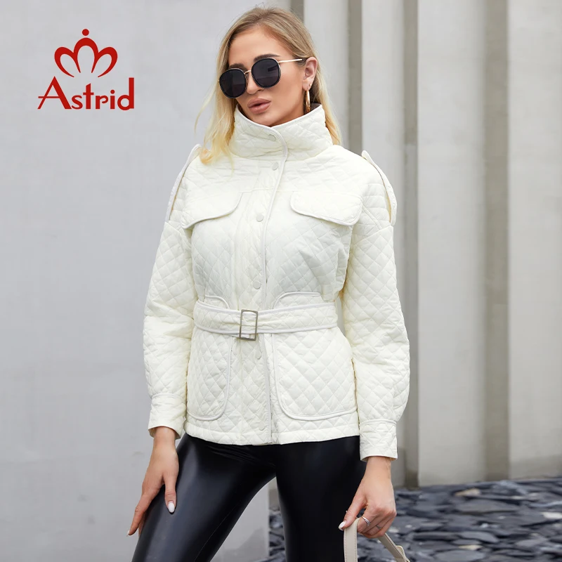 Astrid 2022 New Women\'s Autumn Quilted Jacket Women Parkas Coat Cotton Pockets Zipper White Casual Outerwear Oversize ZM-T108