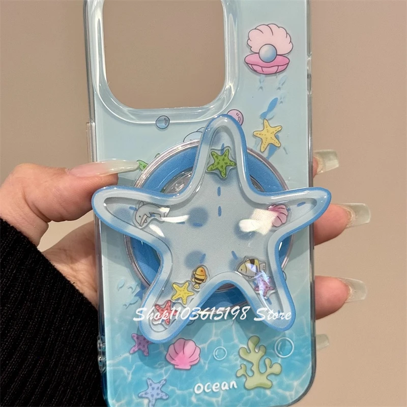 Koreanische Nette Quicksand Schütteln Seestern Magnetische Halter Telefon Grip Tok GripTok Stehen Unterstützung Für iPhone Für Magsafe Zubehör Tok