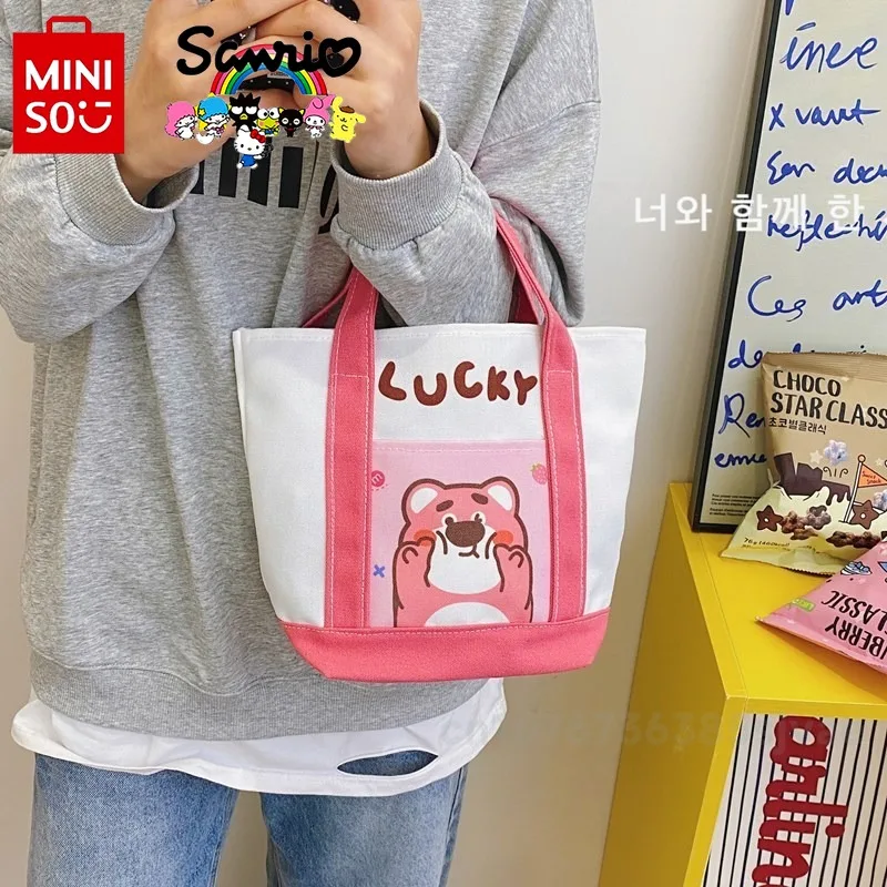 MINISO 2024 New Women's Handbag Fashionable and High Quality Girl's Storage Bag Small and Fresh Versatile Canvas Zero Wallet