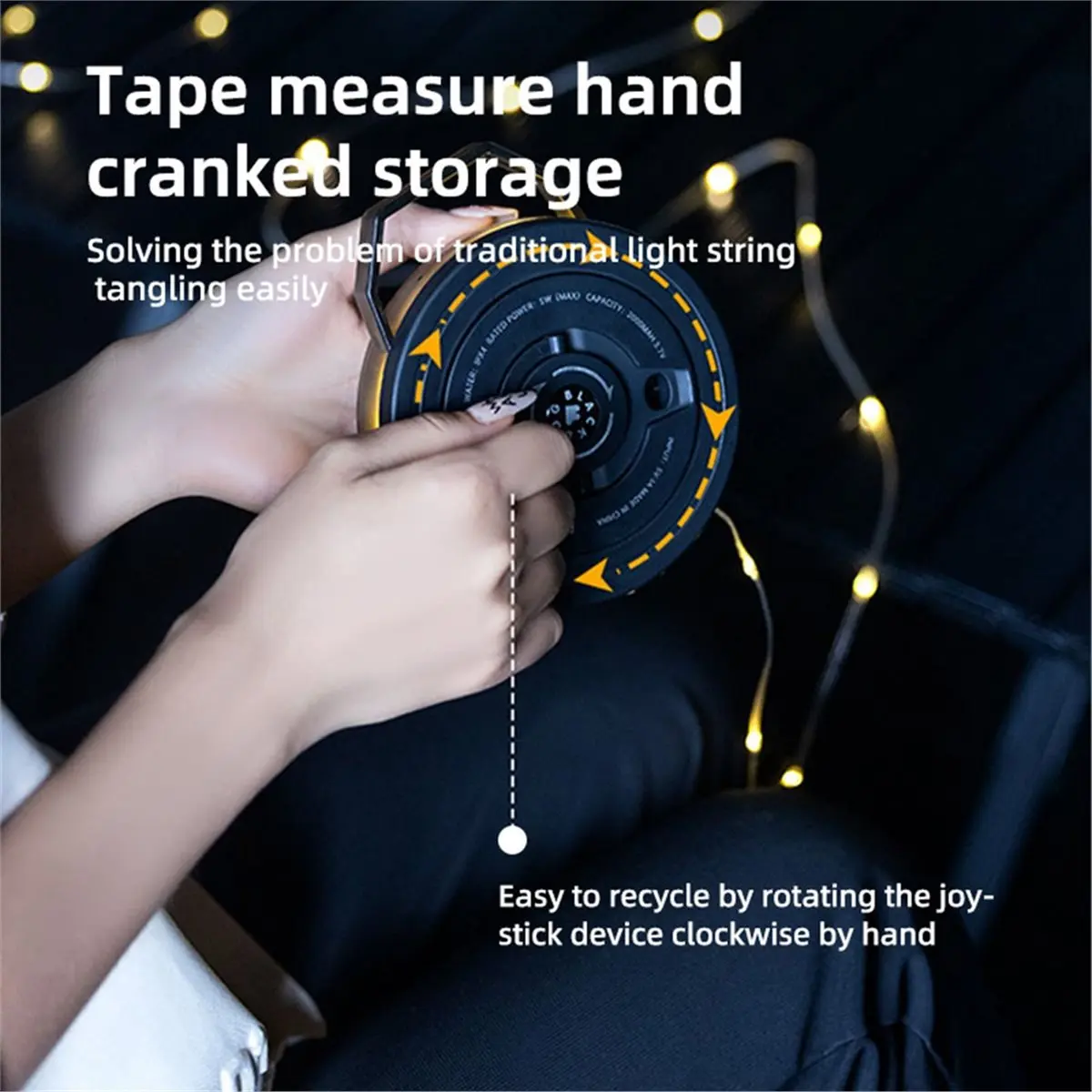 AA19 Outdoor Tape Measure Lamp, Ambient Light String, Canopy Light Strip, LED Outdoor Tent Light, Hand Crank Storage