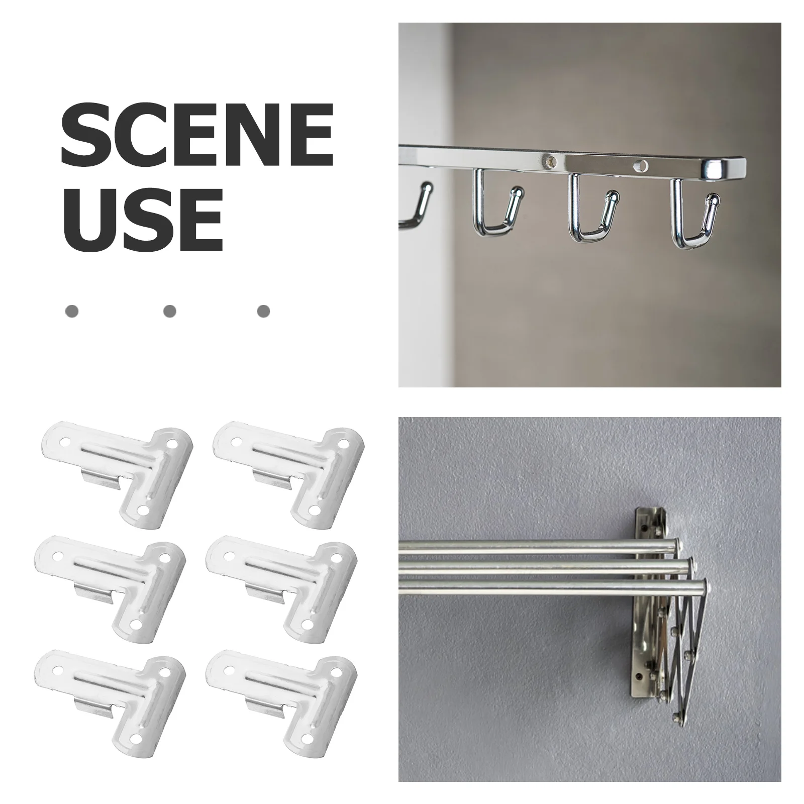 6 قطعة موصلات رف شماعات رف ملابس قوي ملحقات السكك الحديدية تصميم مضاد للانزلاق لمساحات التجفيف الداخلي والخارجي