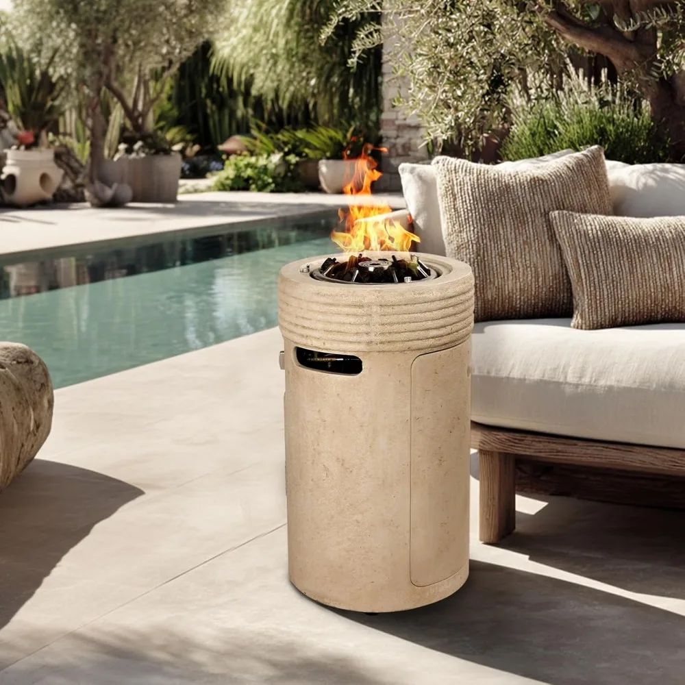 Foyer de propano para exteriores de 16 pulgadas con 50.000 BTU y rocas de lava para uso en patio