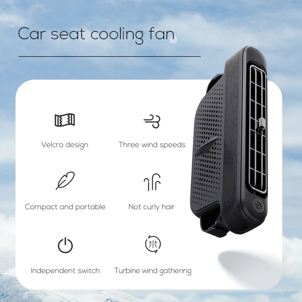 USB Car Fan for Backseat 5V/2A Portable Car Seat Headrest Fan Electric Car Seat Fan for Mini Cars RVs Sedans