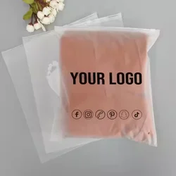 Frosted Zipper Bag Custom Printed Logo Lingerie Packaging Bag Reusable Travel Bag Thickened Self-Sealing Bag Party Gift Bag