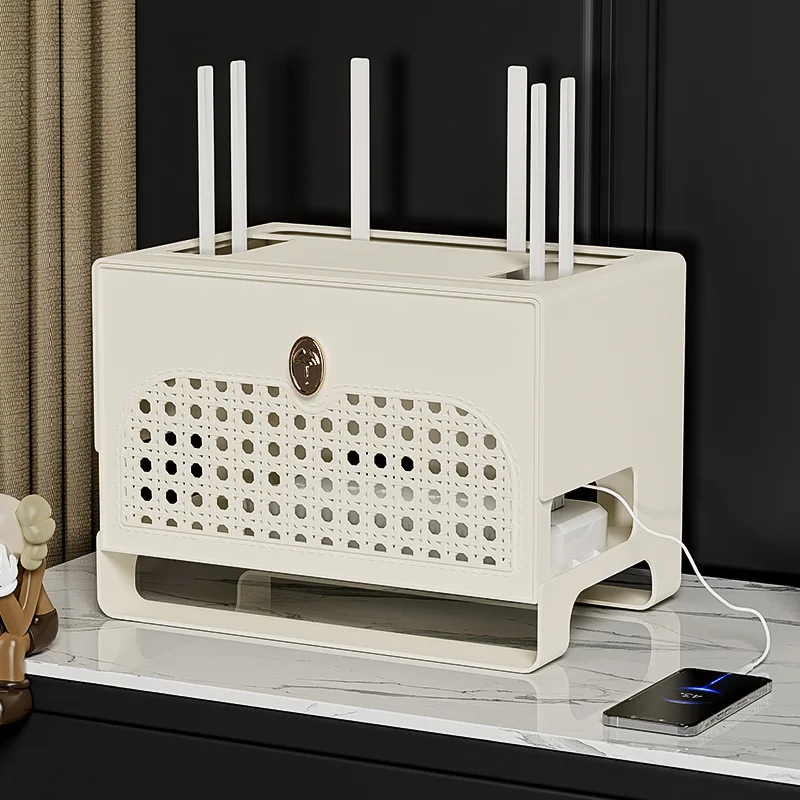 ルーター収納ボックス WiFiルーターカバー デスクトップ整理 電源タップ ケーブル収納ラック 家庭用 リビングルーム オフィス 隠蔽ラック