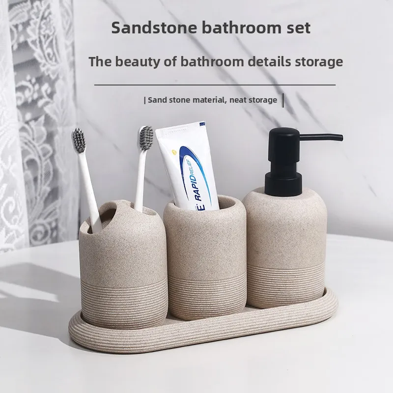 Simple Retro Toothbrush Cup Holder Mouthwash Cup Bathroom Accessories Hotel Bathroom Soap Dish Mouthwash Cup Storage Tray Modern