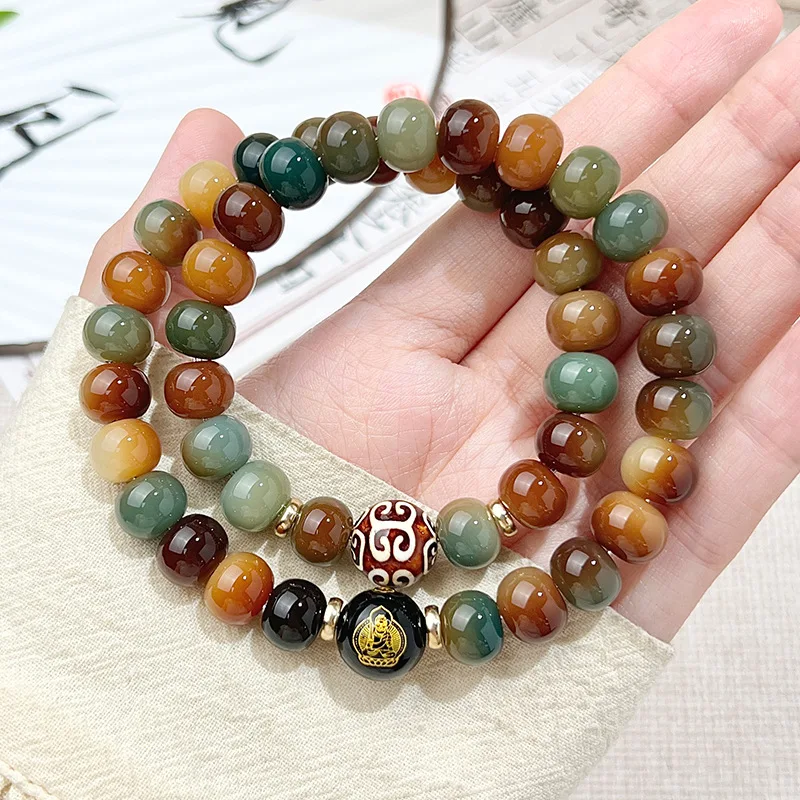Dunhuang Bodhi Bracelet Female Benmingfo Lucky Chinese Zodiac Buddha Hand String Literary Play Double Circle Lucky Beads Rosary