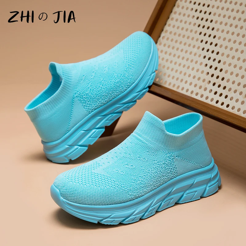 

Весенние кроссовки-носки с высоким верхом, сетчатые, дышащие, для пар, повседневные, легкие, удобные, большие размеры 36-47