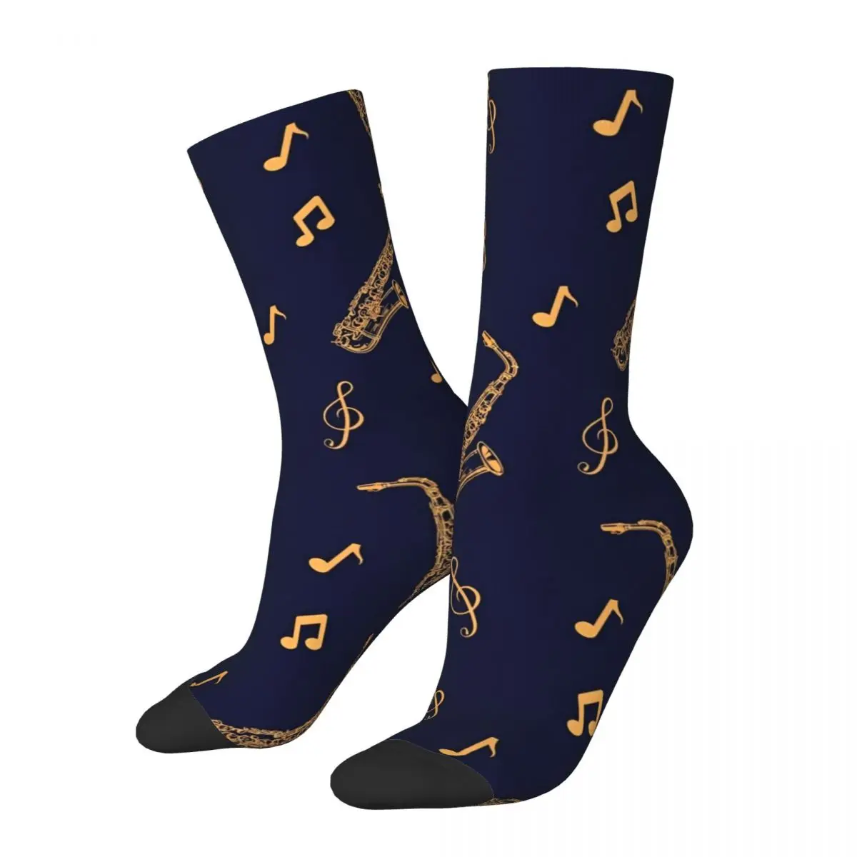 Musical Saxophone Pattern Socks Spring Music Stockings Gothic Men Soft Socks Design Outdoor Anti Skid Socks