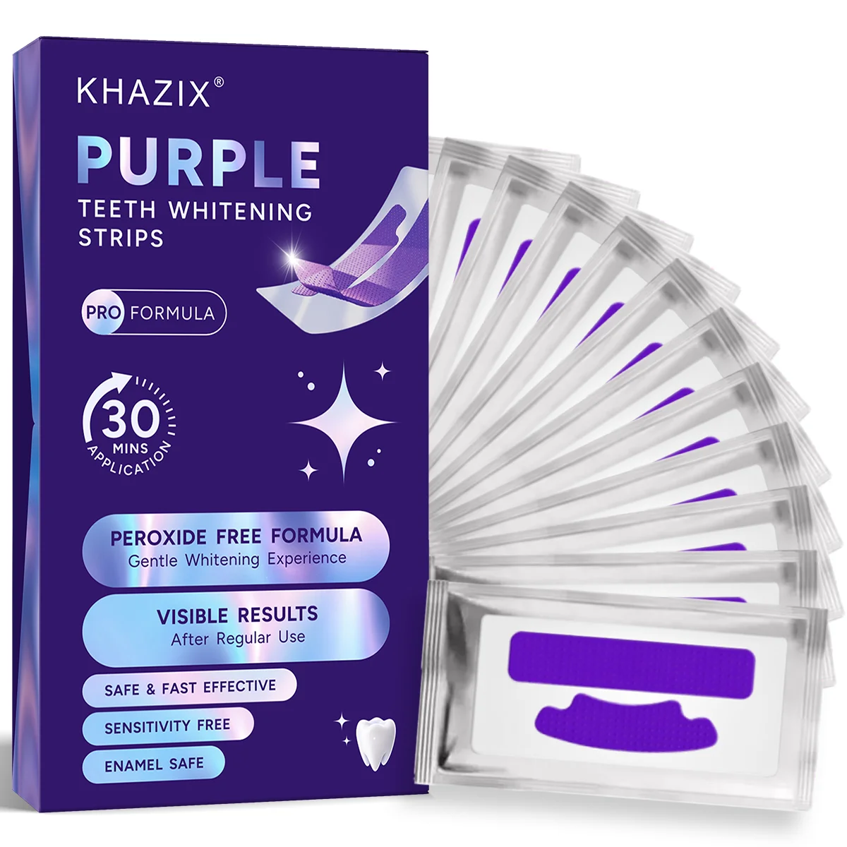 Teeth Whitening Routine - Strip Perawatan Gigi Warna Ungu, Plester