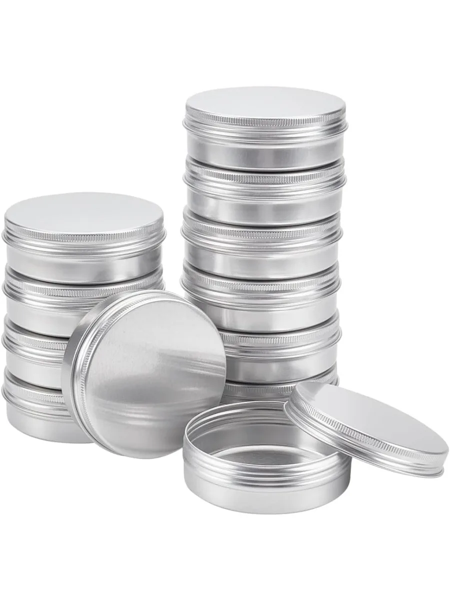 12 Pack 3.4 OZ Tin Cans Screw Top Round Aluminum Cans Screw Lid Containers - Great for Store Spices Candies Tea or Gift Giving