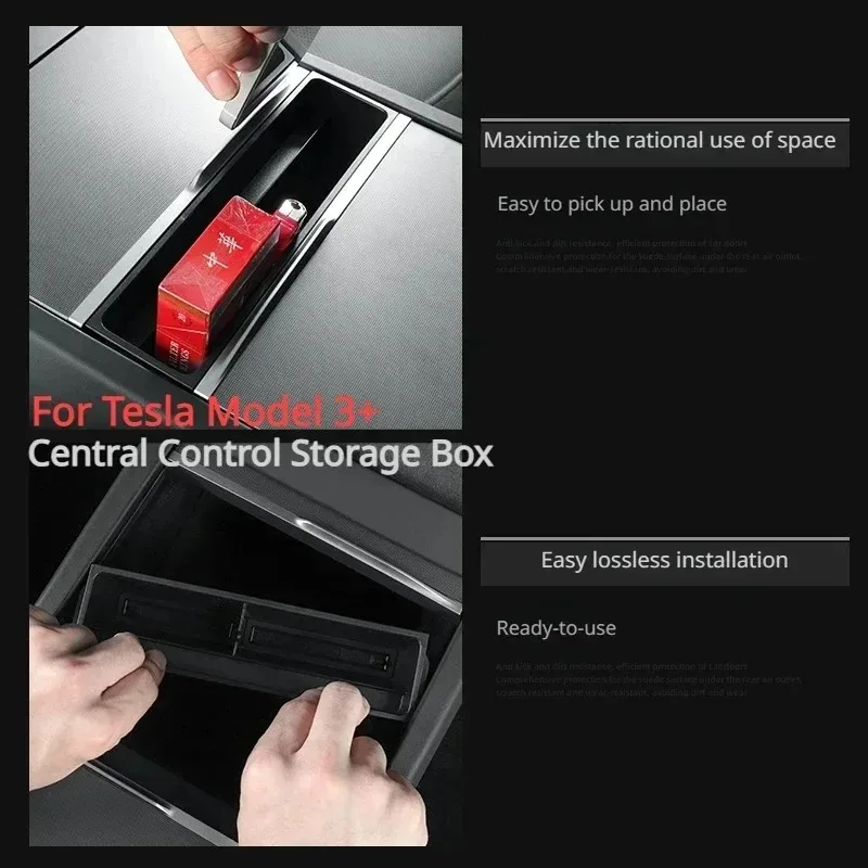 Central Control Hub Storage Box For Tesla Model 3 Highland 2024 Accessories Center Console Data Cable Management Phone Organizer