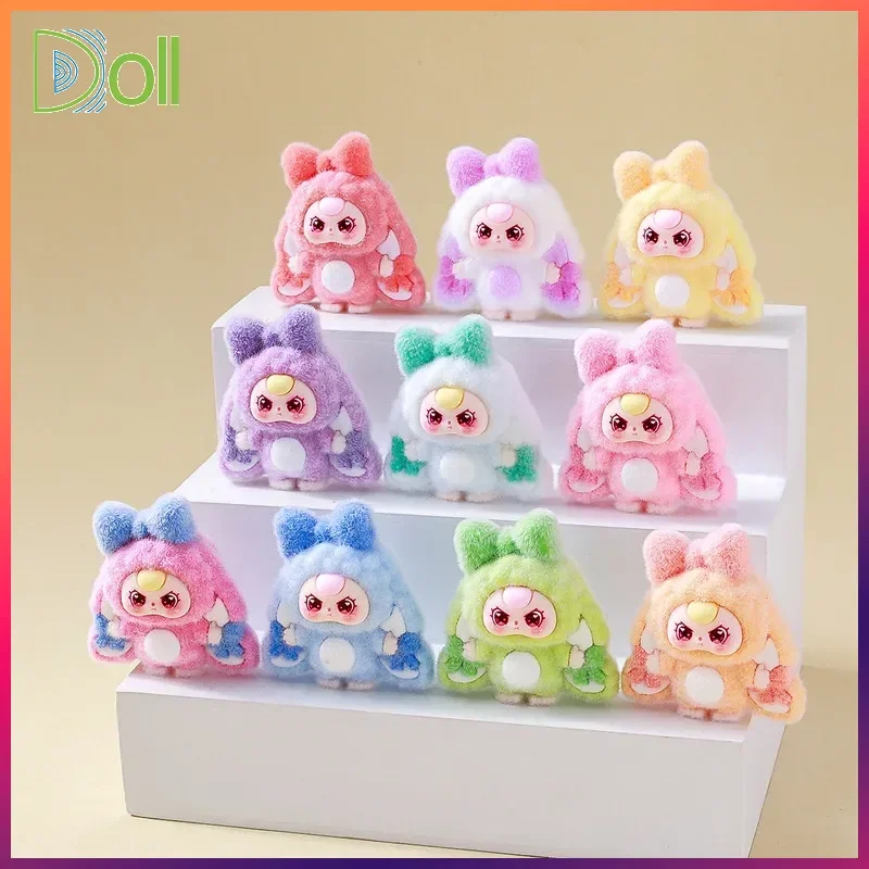 

New Hot 10pcs/Set Mini Flocking Colorful Bow Baby Three Doll Cute Anime Action Figure Office Desk Ornaments Trendy Toys Gift