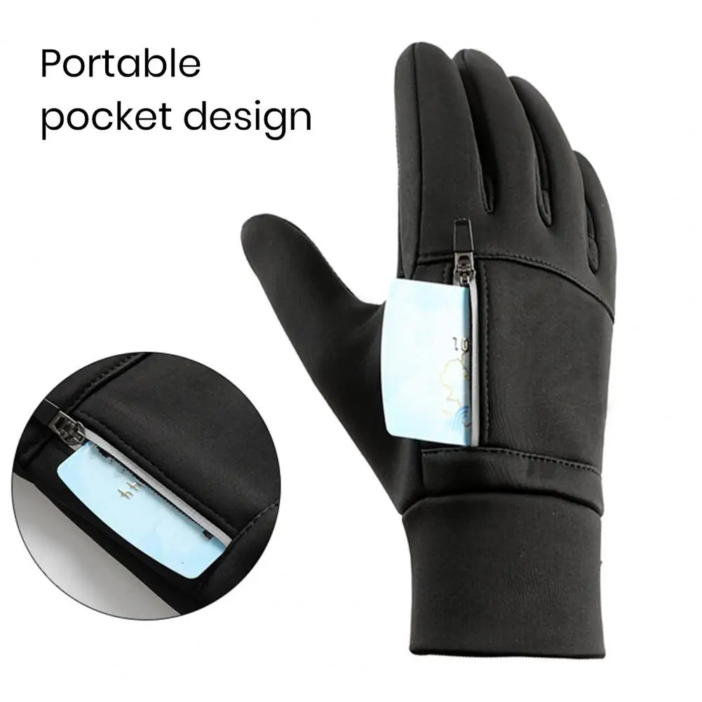 

Snow Gloves Winter Cycling Gloves with Friction Particle Palm Touch Screen Reflective Zipper Pockets Unisex Soft Thickened Warm