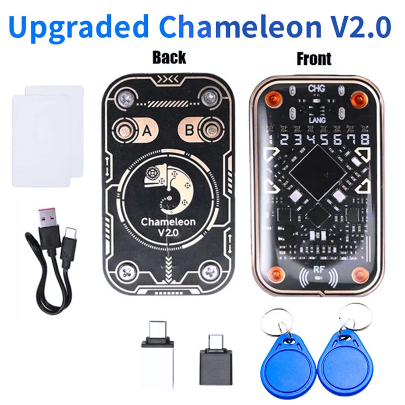ABFN-Chameleon Ultra V2.0 RFID قارئ الشرائح الذكية محاكي + 2Xcuid المفاتيح/بطاقة UID 125 كيلو هرتز 13.56 ميجا هرتز بطاقة فك تشفير NFC الناسخ