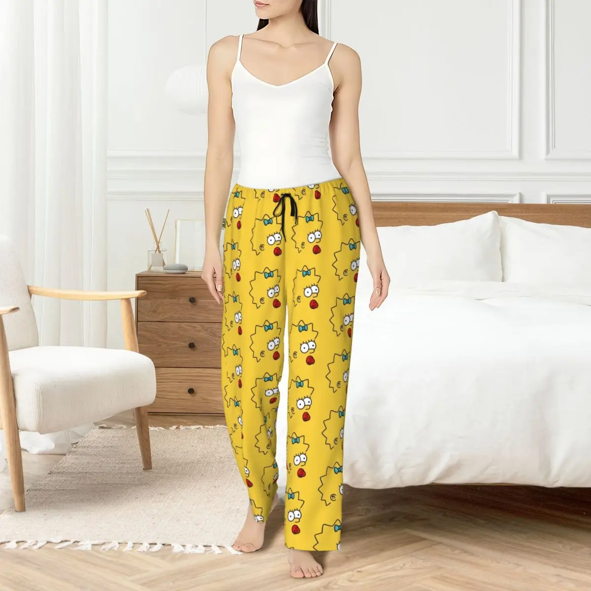 

Custom Print Simpsons Pajama Pants Women Cartoons Sleep Sleepwear Bottoms with Pockets