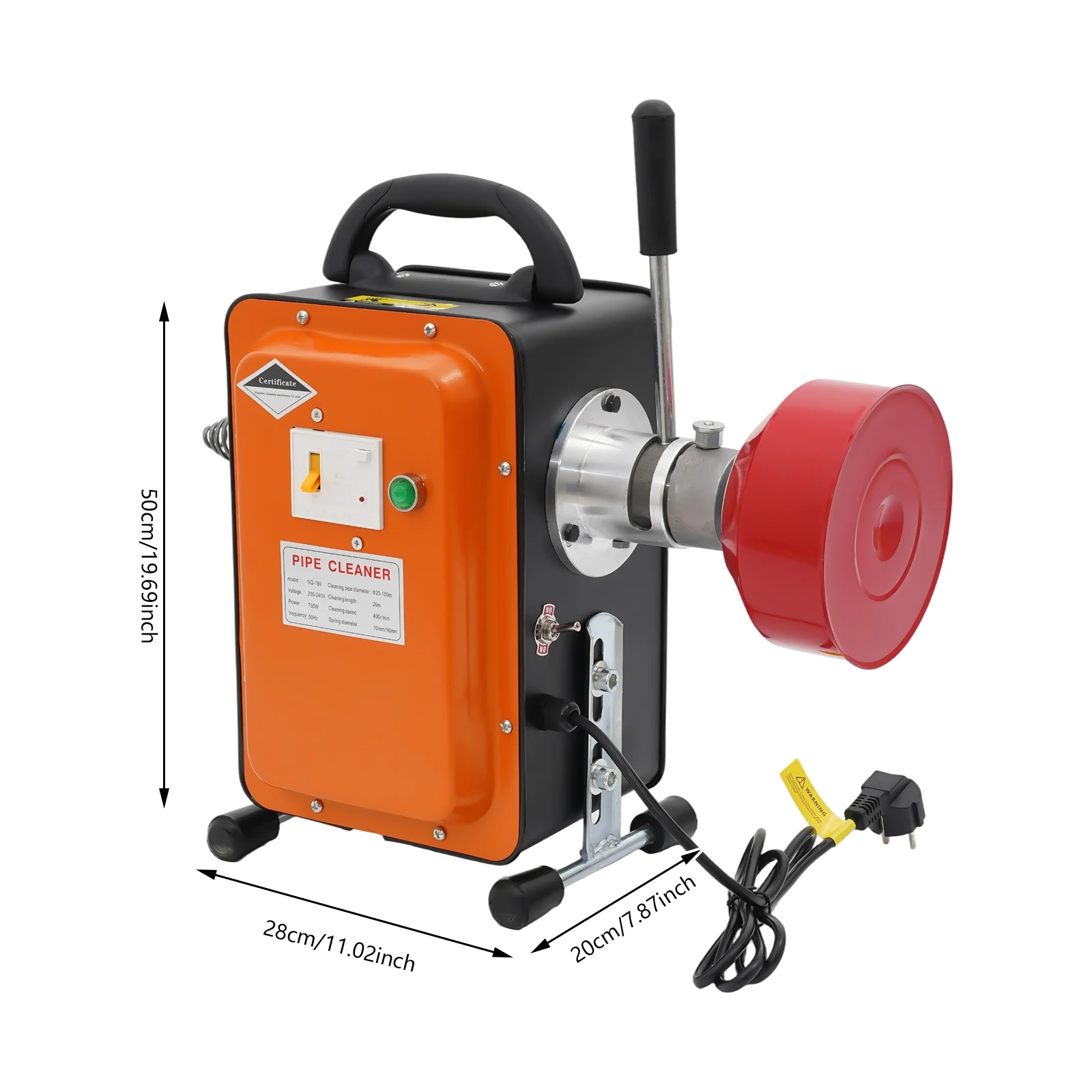 Afvoer Reinigingsmachine 750W Elektrische Pijpontstopper 65Ft Veer Voor Gootsteen Toilet Riool Verstopping Verwijderaar Huis Restaurant Sanitair Gereedschap