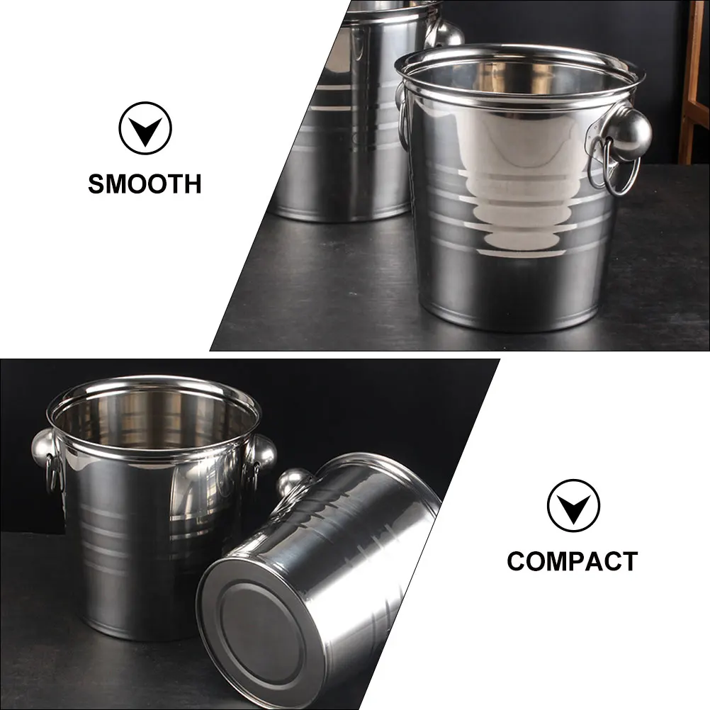

2 Pcs Small Stainless Steel Ice Buckets for Cocktail Bar Parties Beer 3L Capacity Portable Smooth Edge Bar Tools