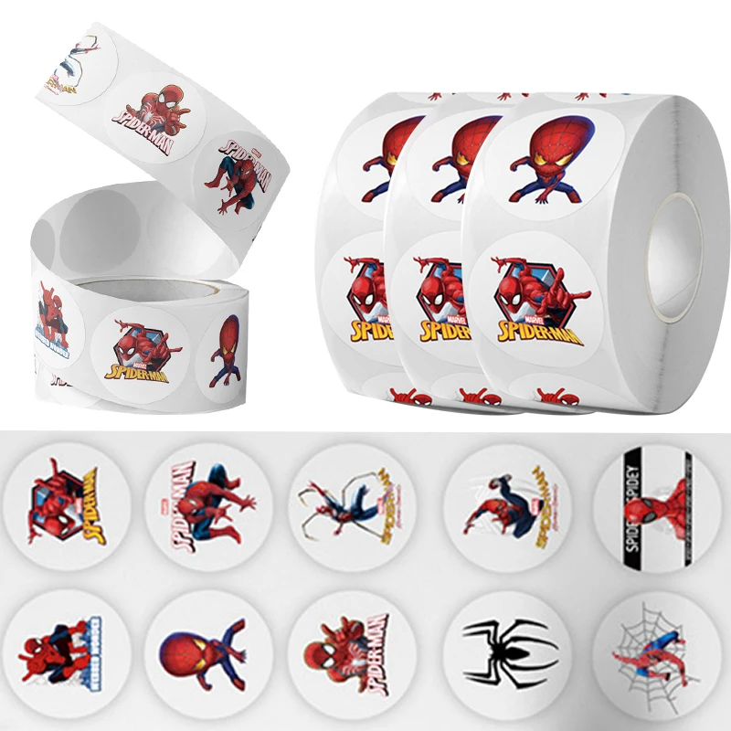 Spiderman Roll Aufkleber 500 stücke Disney Film Anime Aufkleber Laptop Motorrad DIY Skateboard Buch coole Cartoon Aufkleber Kinder Spielzeug Geschenk