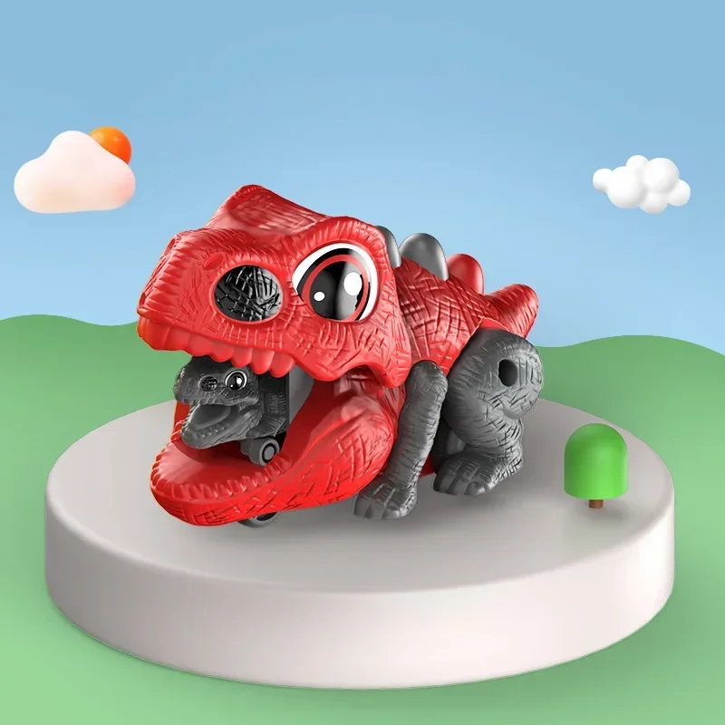 Press Sliding Launch Ejection Dinosaur Car Toys Mini Dinosaur Catapult Inertial Slide Cute Dino Shape Rear Button One-key Toys