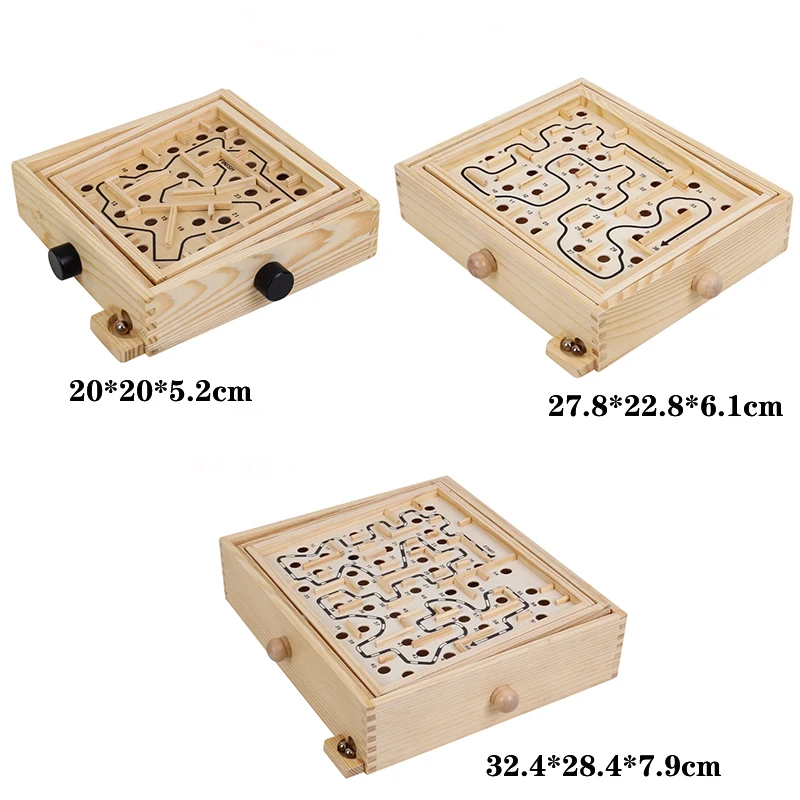 Wooden Labyrinth Board Games For Children Ball Moving 3D Maze Puzzle Handcrafted Toys Kids Table Balance Education Board Game