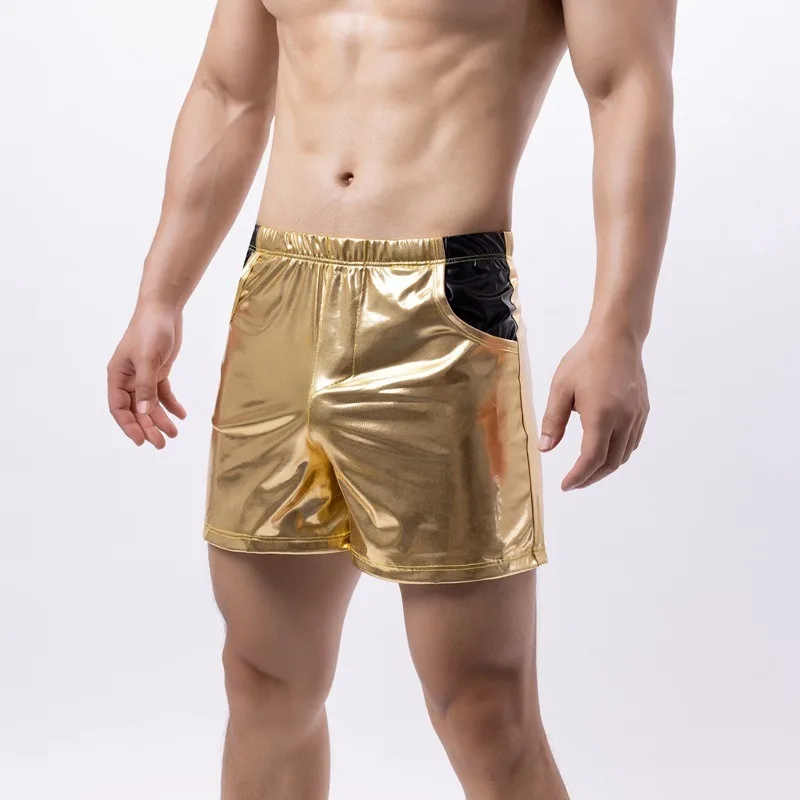 Super Cool Gold Sexy Slim Men's Shorts Set Bar Club Party Performance Outfit Gold Shiny Men's Hooded Vest Set Mens Clothes Suit