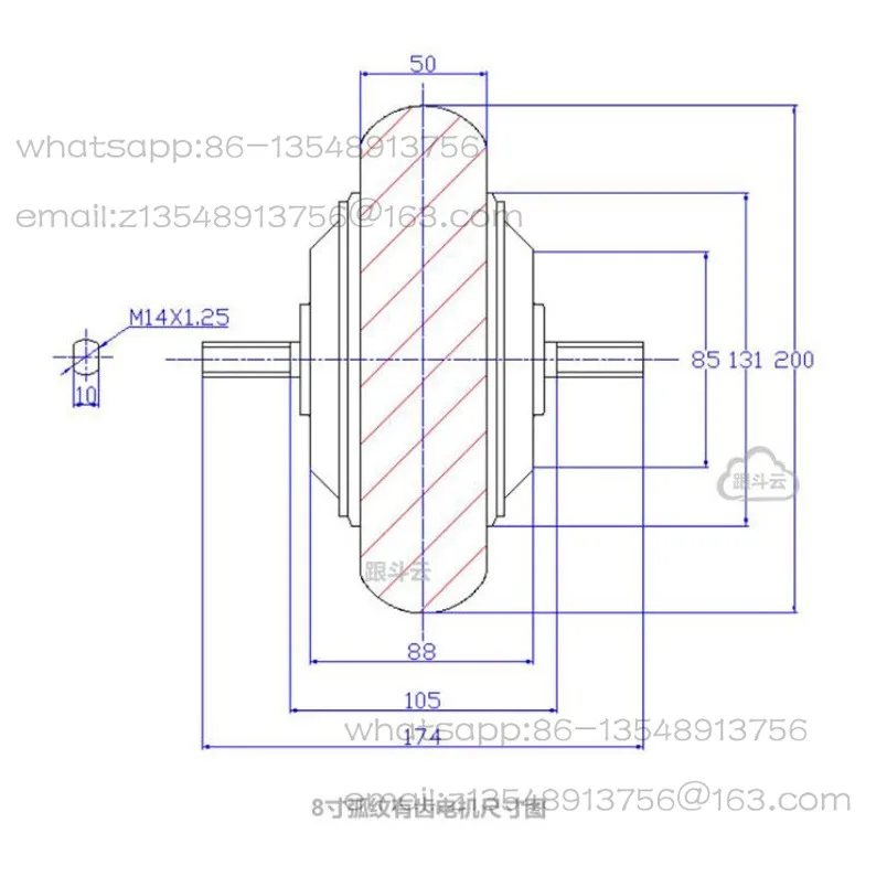 8-Inch toothed DC brushless wheel hub motor, low speed and high torque, robot push food cart drive motor