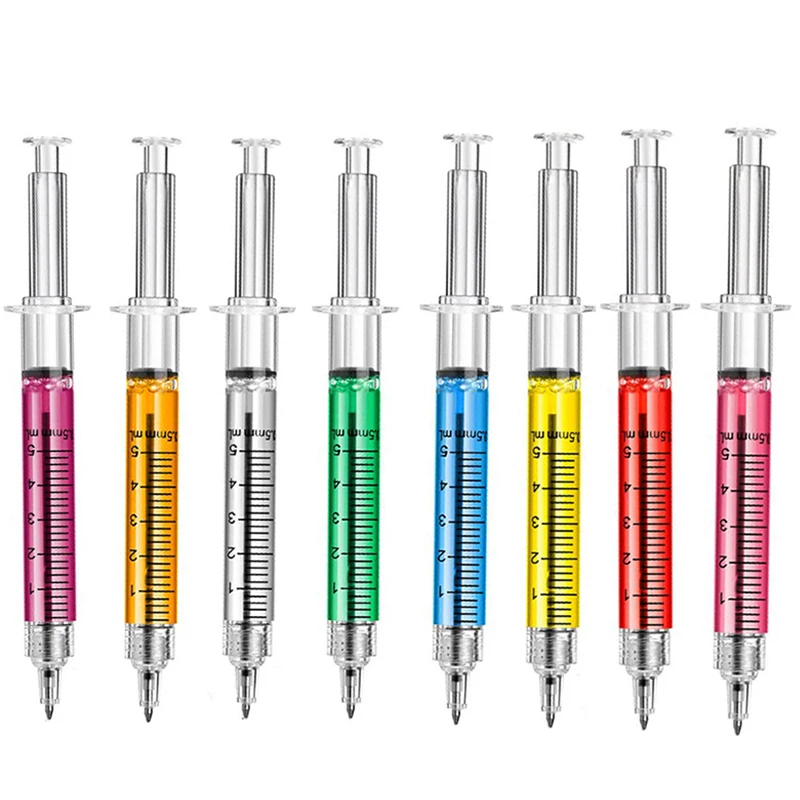 

24pcs Liquid Syringe Injector Shape Office Stationery School Accessories Press Pen Students Writing Tools