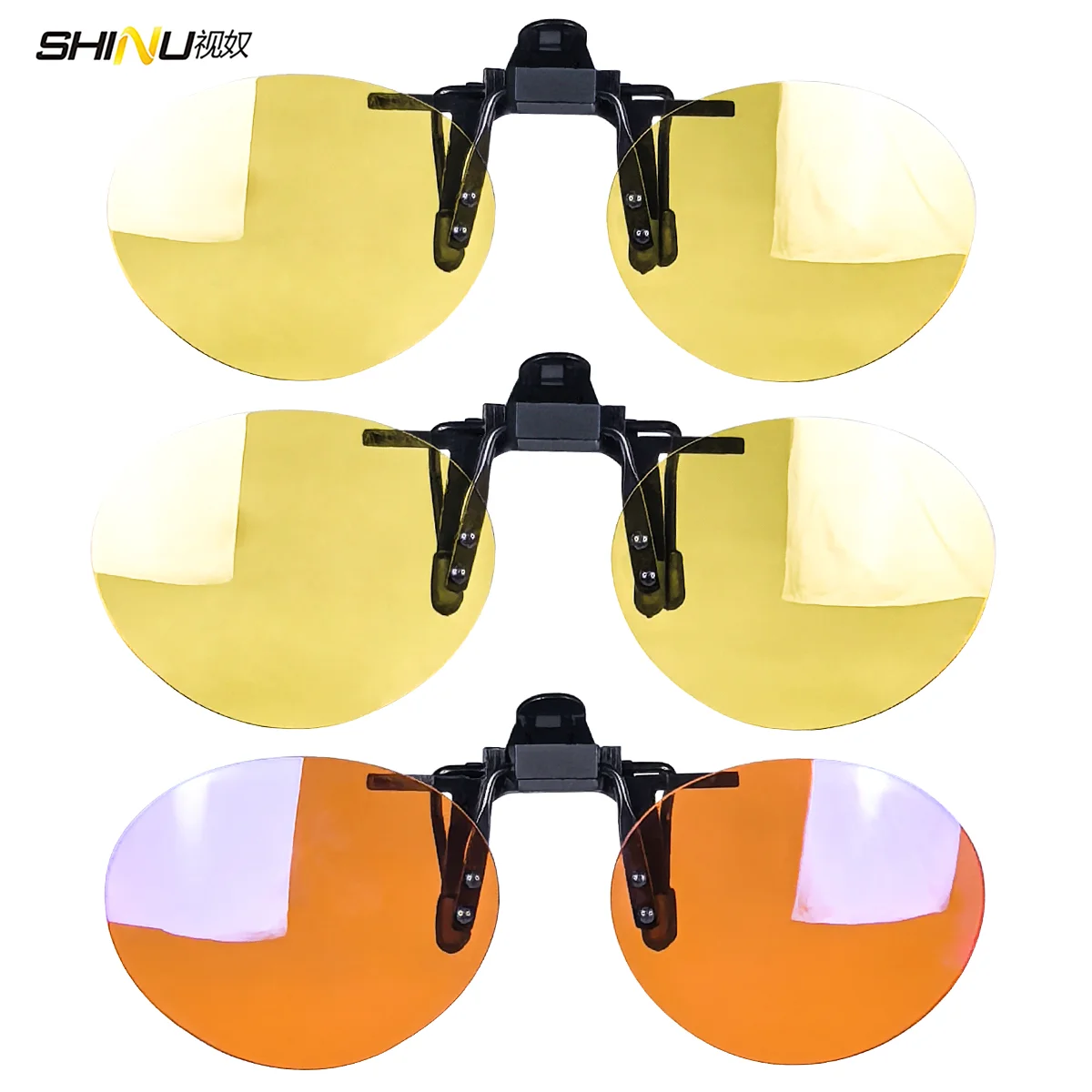 SHINU Rote Linsen-Clip-On-Brille zum Schlafen besser, runde orangefarbene Linse für Spiele oder Arbeiten, gelbe Linsen, Nachtsicht zum Fahren – Detail 23