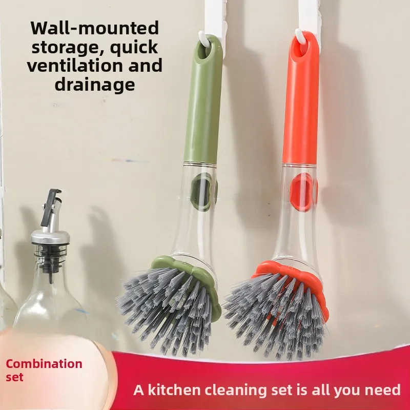 New long-handled, press-type pot brush for easy cleaning, gentle on pots, and comes with a steel wool attachmentTEMUDelivery