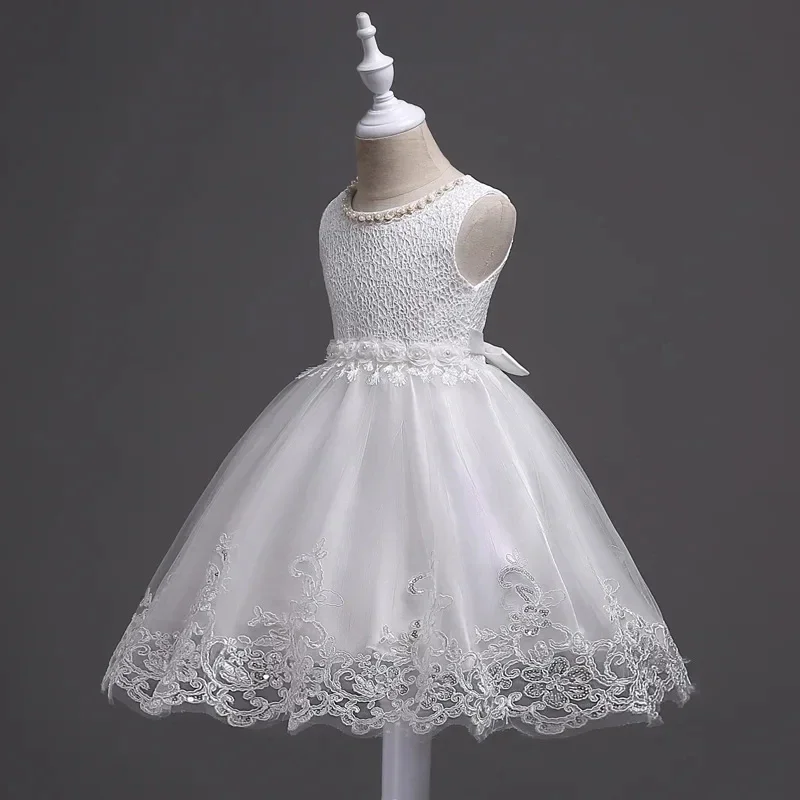 0-3Y Baby Girl Clothes Lace Dress Sleeveless Infant Summer Dress White Dress for Girls Baptismal Costume Toddler Wedding Dress