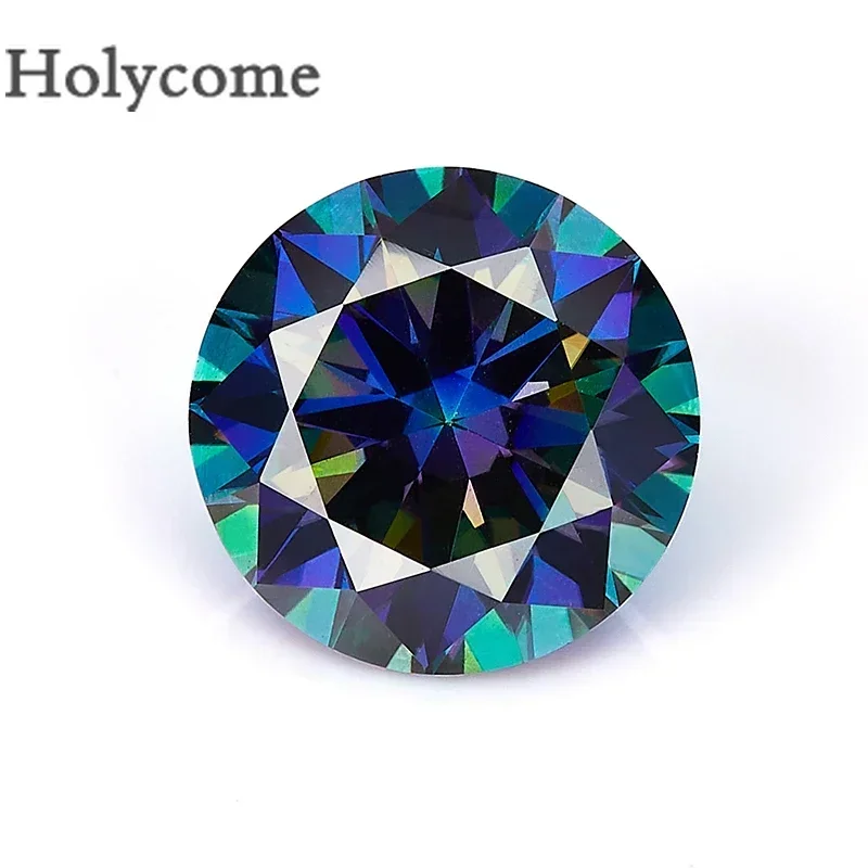 Holycome Moissanite Round Shape [Rainbow Purple] Loose Stone Synthetic Gemstone for Jewelry Making Materials GRA Certificate