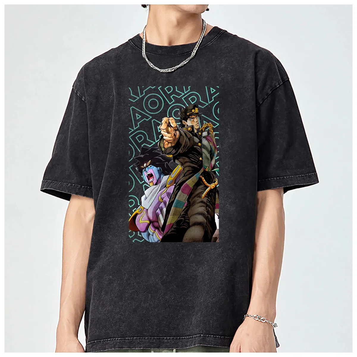 Printed J-JOJO Bizarre Adventure Graphic KILLER Oversized t shirt men and women Fashion Casual Vintage Washed Cotton Breathable