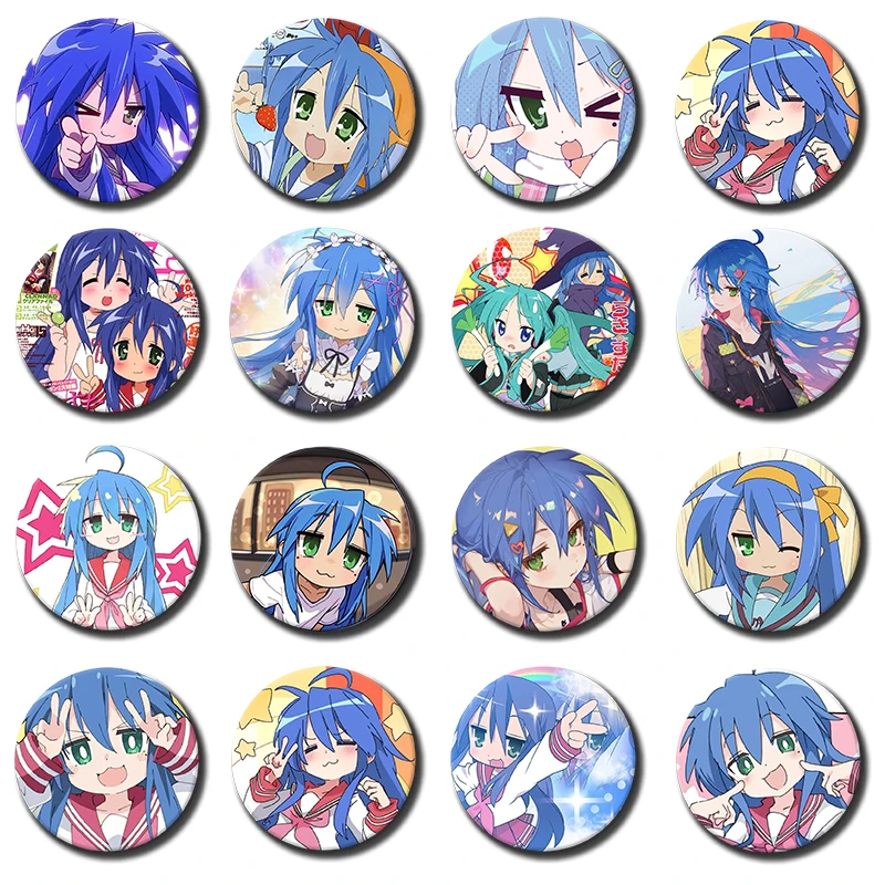 Cartoon Anime Collection Enamel Pins Cute Manga Character Izumi Konata Brooch Backpack Hat Lapel Badge Jewelry Gifts for Friends