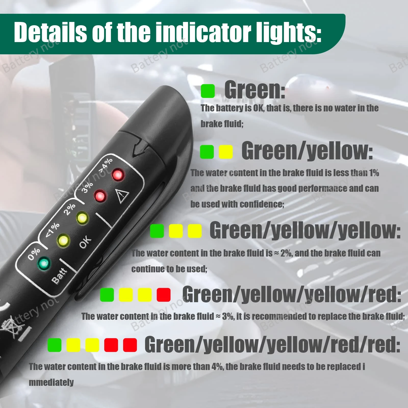 جهاز اختبار سائل الفرامل الرقمي - محلل جودة زيت LED للسيارات والدراجات النارية |   قلم تشخيص متعدد المركبات مع تنبيه دقيق