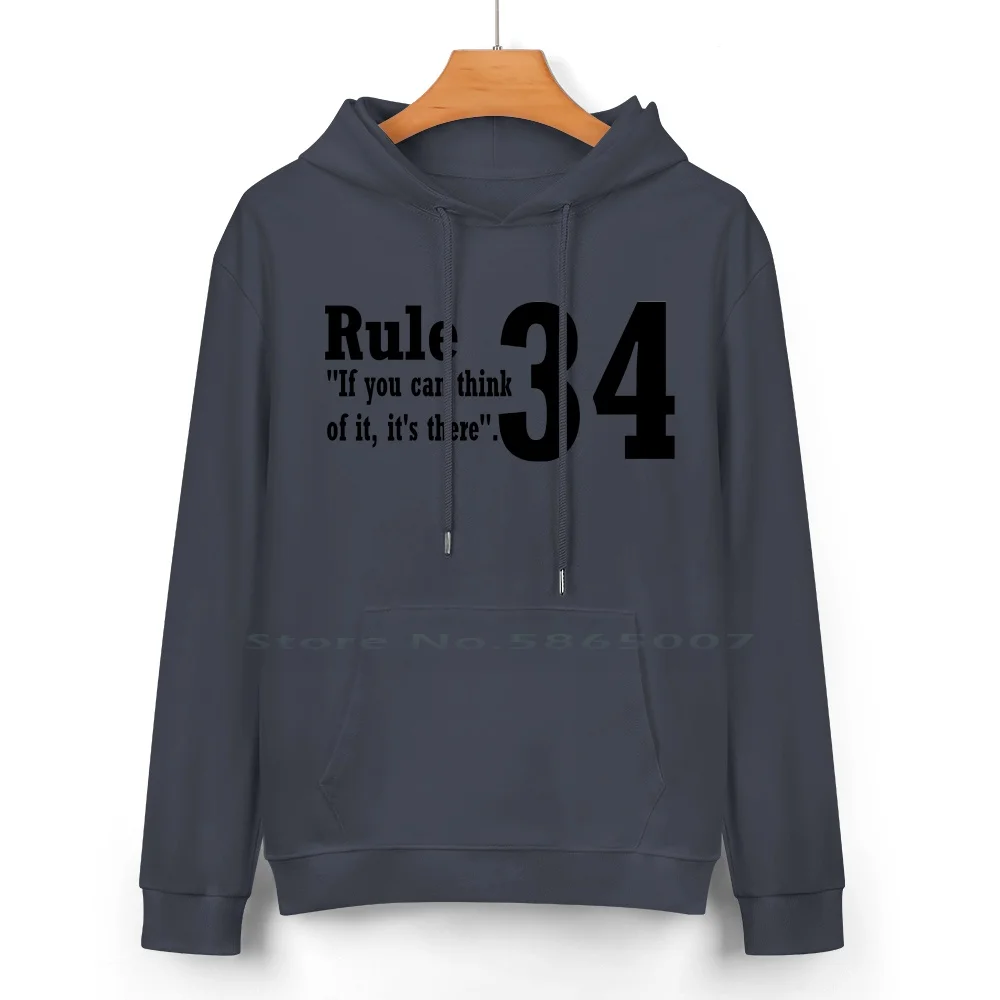 Rule 34 Cotton Hoodie Sweater 24 Colors Meme Rule 34 Slang Erotic Thirty Four Cyberculture Internet Xkcd 4chan Sexual Threesome