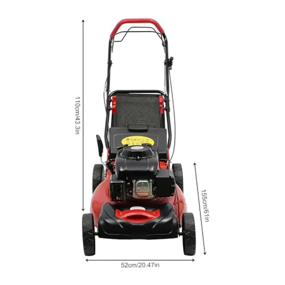 Gasoline Push Lawn Mower 140cc 4-Stroke Gas Walk Behind Lawn Mower with Grass Collection Bag 8 Position Height Adjustment Steel