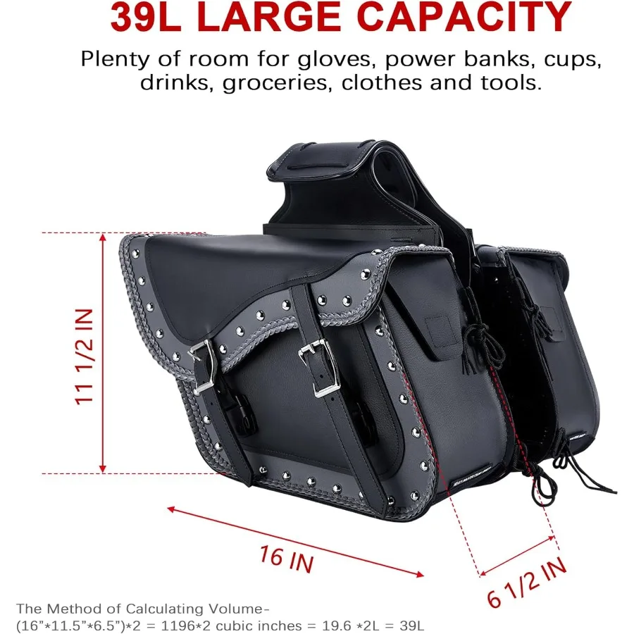 Borse da sella per moto in ecopelle Borse laterali per moto in PVC con borchie Borse laterali per moto per Honda Shadow Sportster Softail D