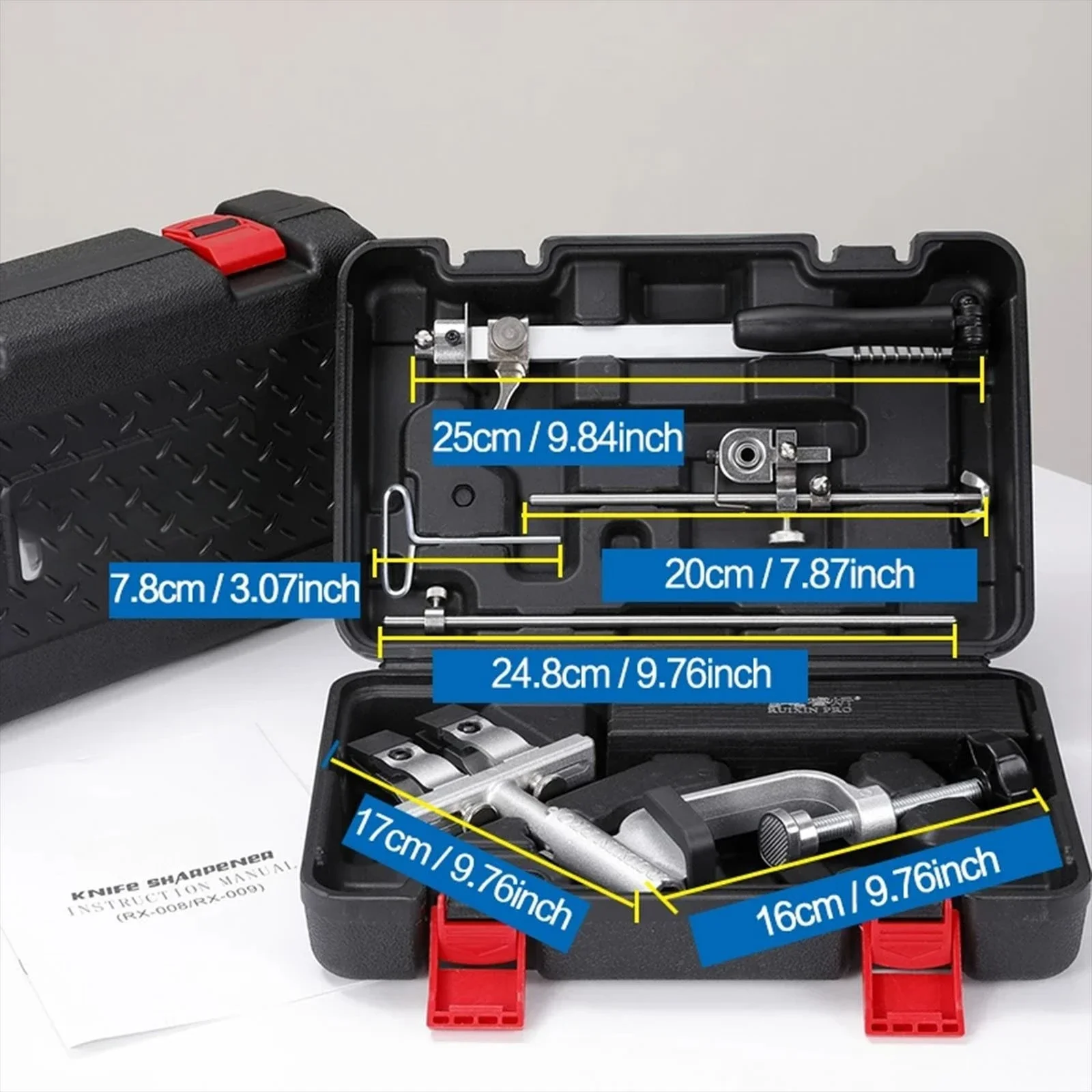 New RX009 metal fixed angle sharpener, double chuck 360 degree flip, knife sharpener, with 4 grinding stones