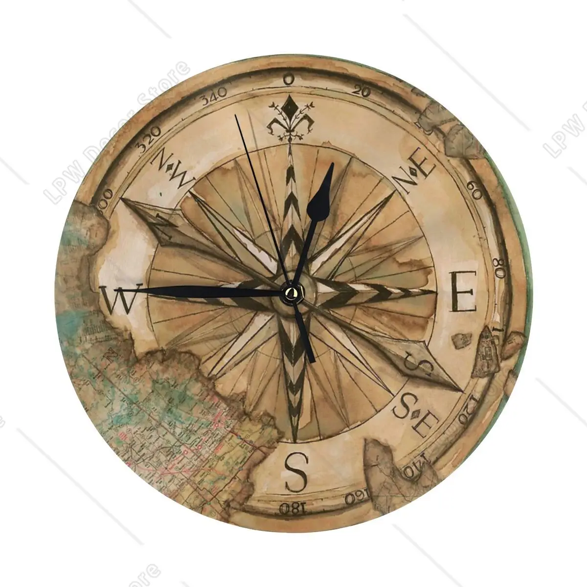 Nautical Compass Wall Clock Room Decoration Clock Must-have Ornament Round